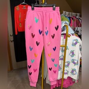 Queen of Sparkles Pink Sequin Heart Joggers